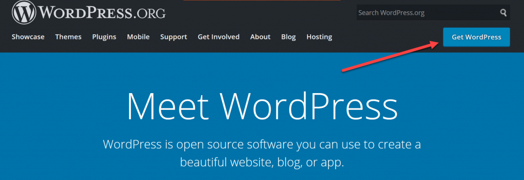 النقر على Get WordPress