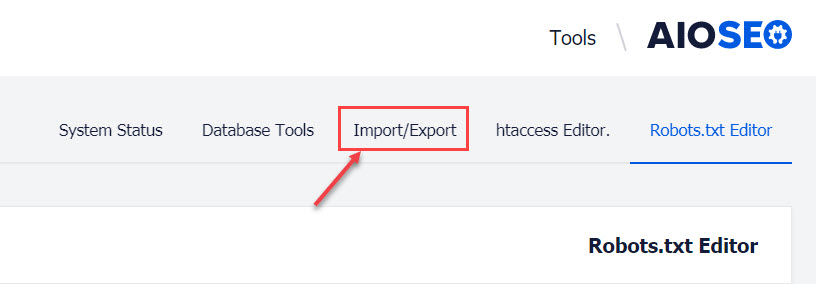 Go to the export and import settings in the All In One SEO plugin