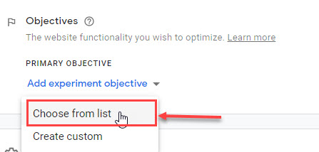 Show a list of targets from which a target can be selected