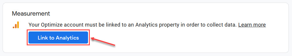 Click on the (Link to Analytics) button to link with Google Analytics
