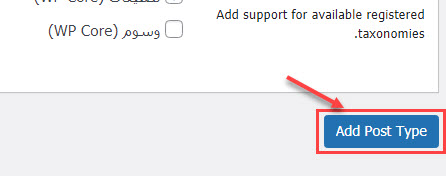 Click on the Create custom post type button