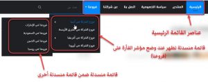 صورة توضح كيفية ظهور قوائم ووردبريس في الواجهة الأمامية للزائر