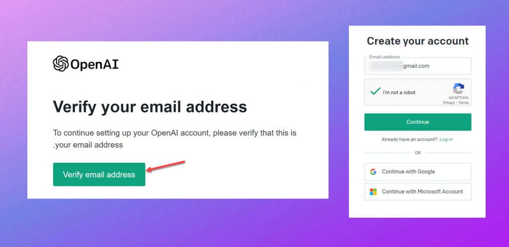 Create an account in ChatGPT through email