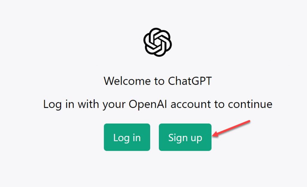 Click on the Sign up button to register for ChatGPT