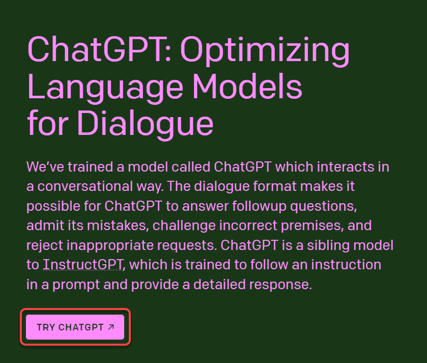 Click on the (TRY CHATGPT) button to go to its website