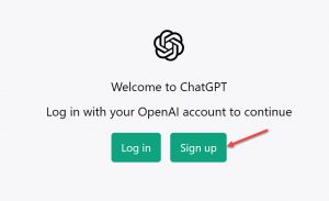 النقر على زر Sign up من أجل التسجيل في ChatGPT