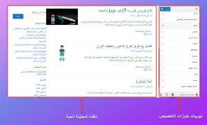 صورة توضح صفحة أداة التخصيص في الووردبريس