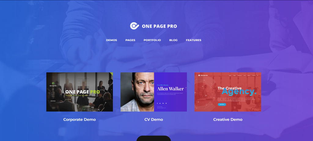 07 - قالب One Page Pro قالب مخصص لإنشاء مواقع الويب ذات الواجهة الواحدة
