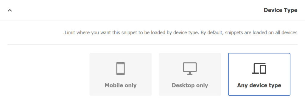 Determine the devices on which the code inserted by the WPCode plugin will work