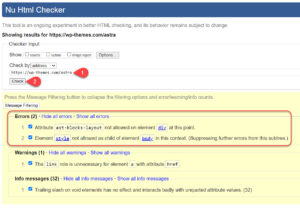 فحص جودة كود القالب باستخدام أداة W3C Markup Validator