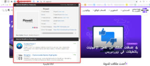 فتح الموقع في المتصفح والنقر على أيقونة الإضافة لاكتشاف معلومات قالب الووردبريس والإضافات