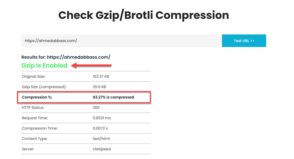 18- اختبار خاصية Gzip على الووردبريس