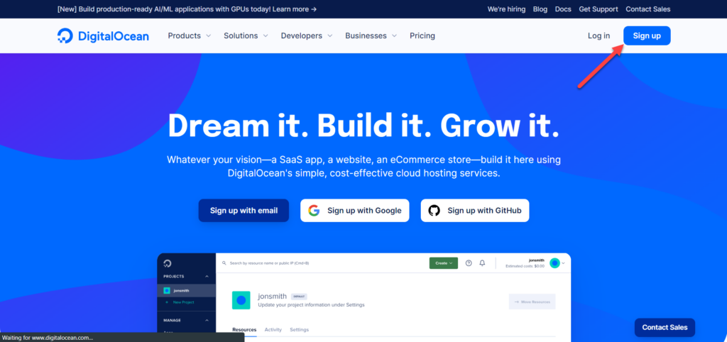 01 - Register a new account on the Digital Ocean hosting website