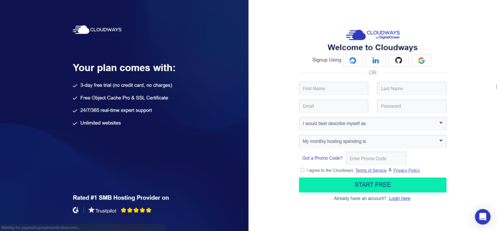 12- Write your account details on the Cloudways website