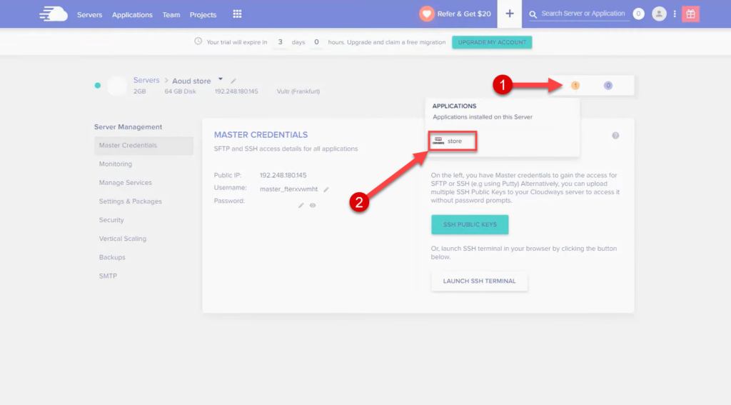 15 - Enter the sub-website on the Cloudways website