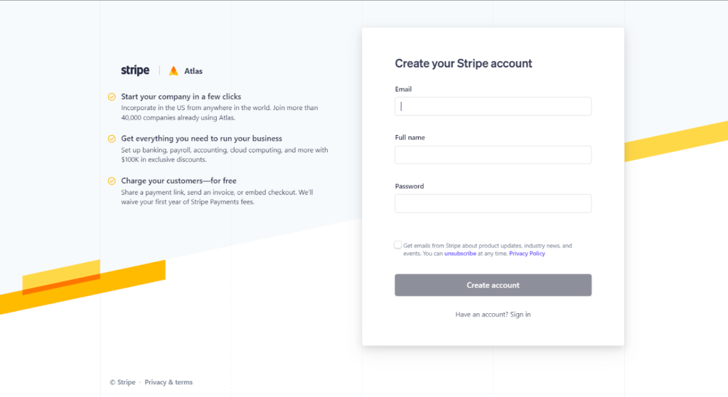 03 - إنشاء حساب جديد في خدمة Stripe Atlas 