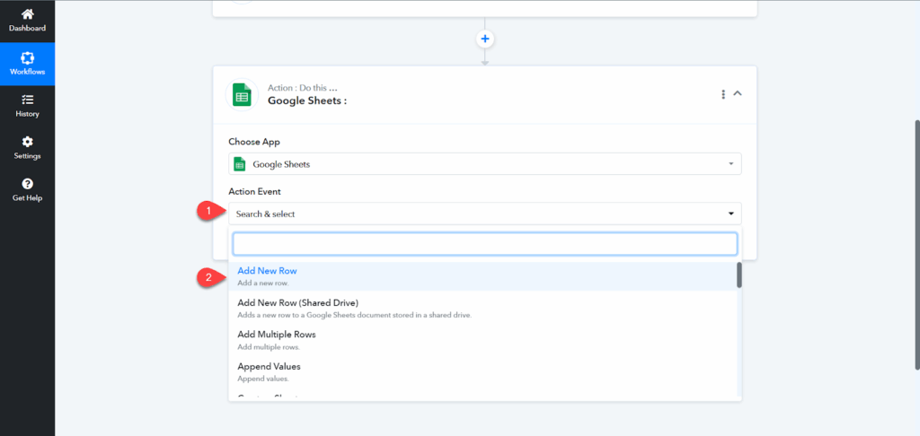 إضافة صف جديد في جداول Google Sheets لتخزين بيانات المتجر الجديدة