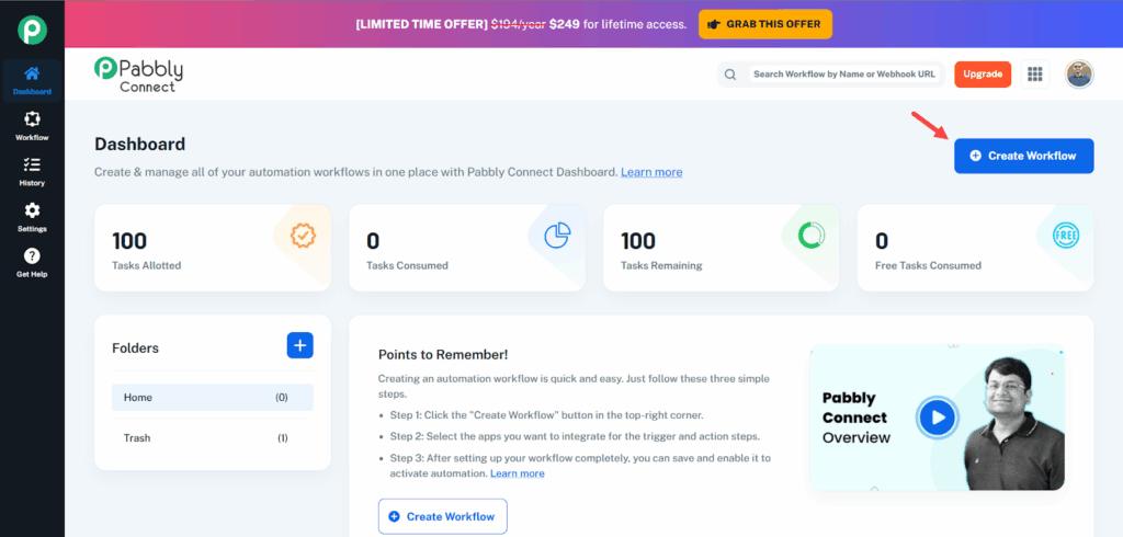 إنشاء اتصال جديد على أداة Pabbly