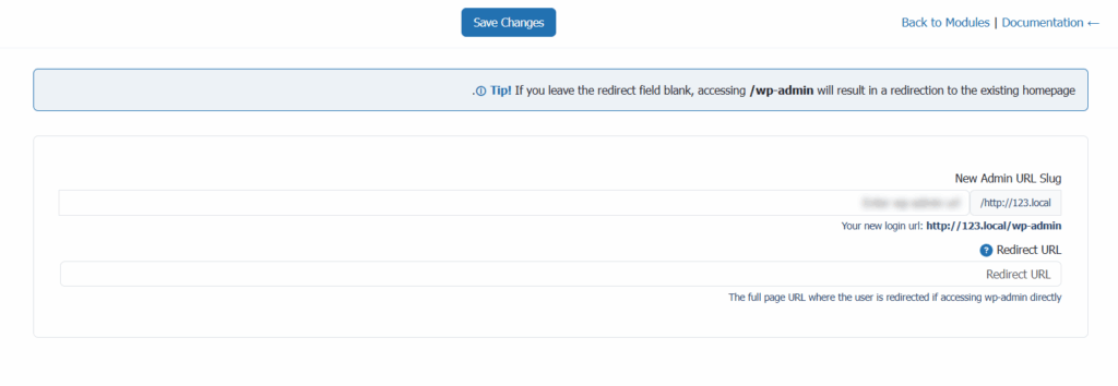 إعدادات وحدة Custom Login URL